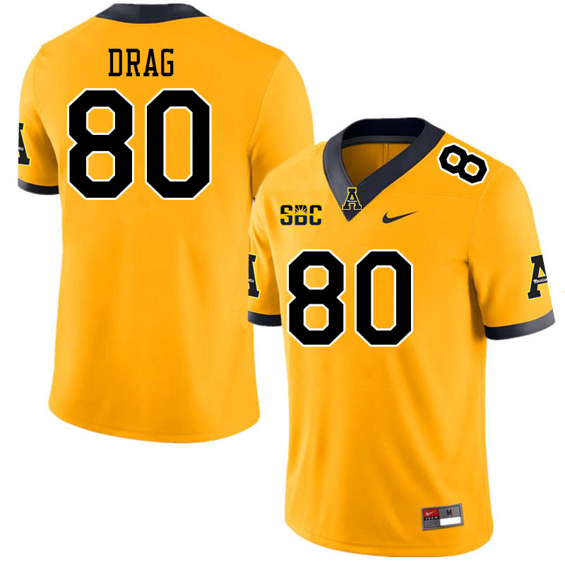Men #80 Max Drag Appalachian State Mountaineers College Football Jerseys Stitched Sale-Gold - Click Image to Close